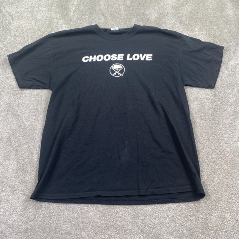 Buffalo Sabres NHL Choose Love Logo T-Shirt Port & Company Men's Size‎ XL Black